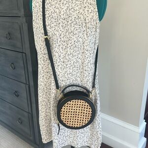 VINCE CAMUTO CROSSBODY BLACK with RAFFIA BAG WOMENS